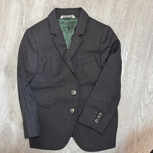 Dolce & Gabbana Kids Charcoal Wool Blazer with Emerald Green Lining | Size 3
